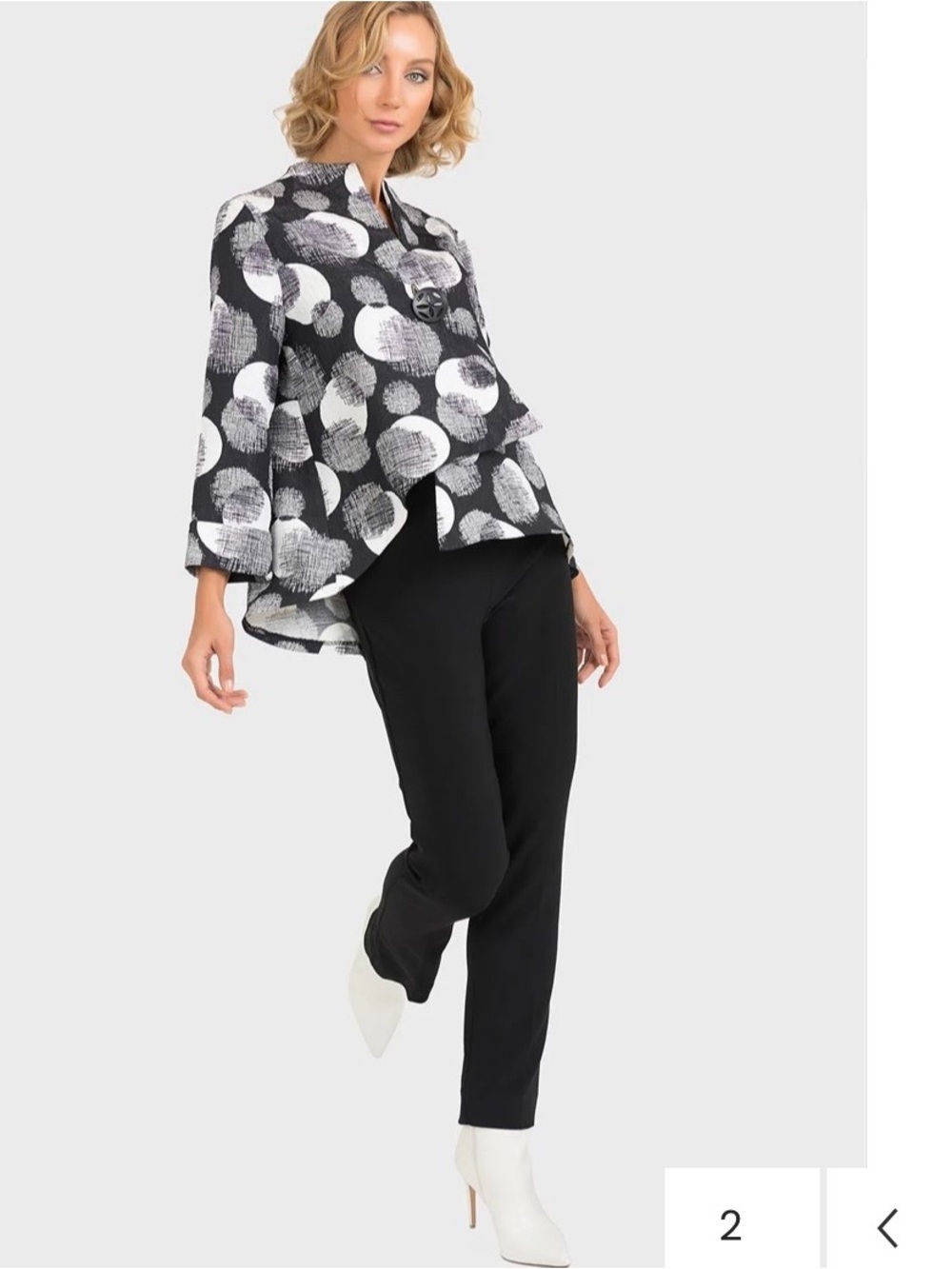 NWT Joseph Ribkoff Monochrome Asymmetric Jacket Sz- 12 Wearable Art Avant Garde